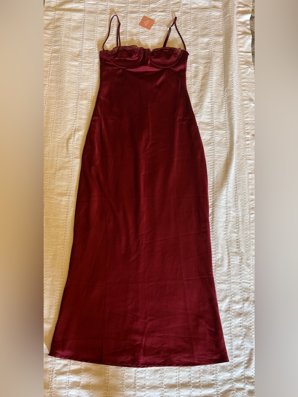 New Sky to Moon Burgundy Satin Maxi Dress